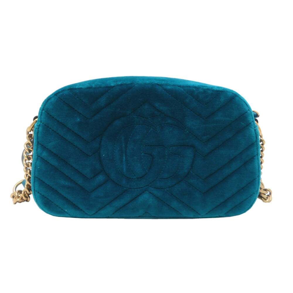 Gucci GG Marmont Chain Shoulder Bag, Women's, 447632, Velvet, Green - Picture 2 of 9